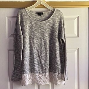 Lane Bryant Heather Gray Sweater with Lace Trim size 14/16